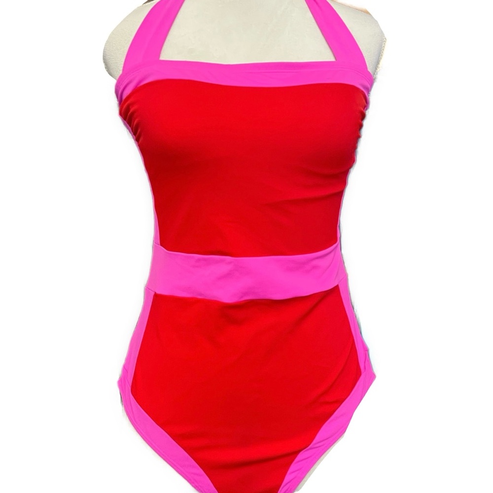 Boden Red and Pink One-Piece Swimsuit